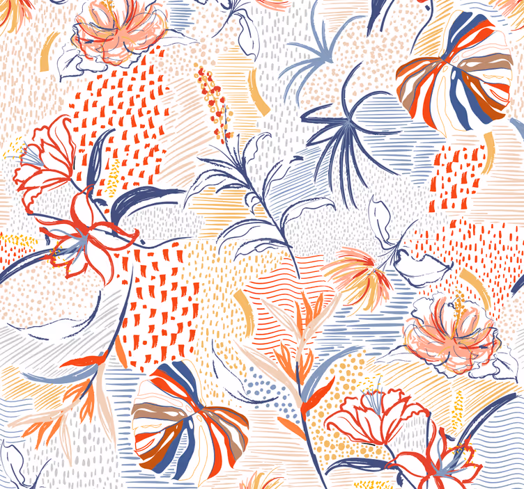 Carta da parati sala da pranzo design di eleganza floreale - TenStickers