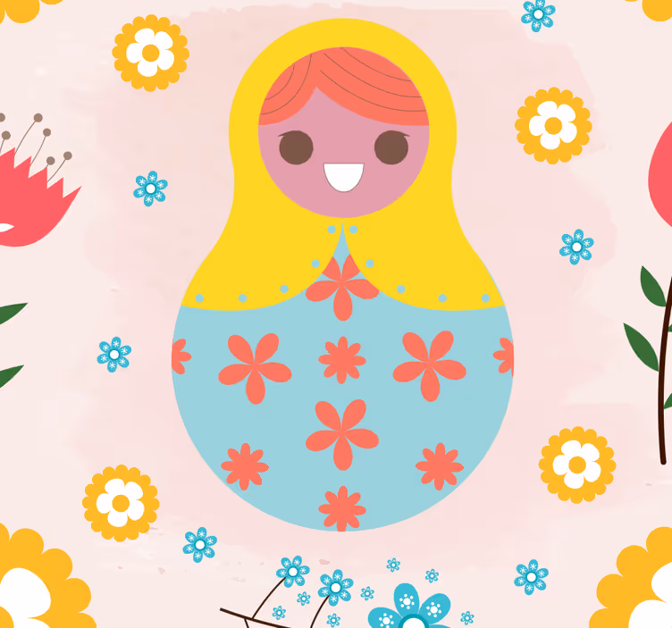 Carta da parati Bellissimo motivo matrioska - TenStickers