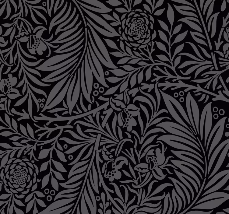 Carta da parati soggiorno foglie botaniche nere - TenStickers