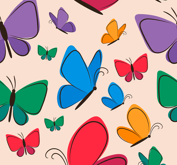 Carta per parati con farfalle colorate - TenStickers