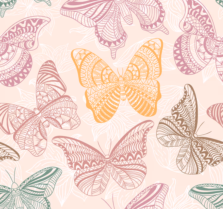 Carta da parati farfalle Farfalle ornamentali colorate - TenStickers