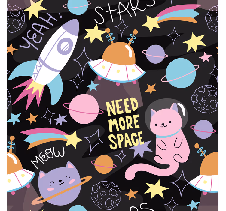 Carta da parati bambini Carta da parati gatto nello spazio - TenStickers