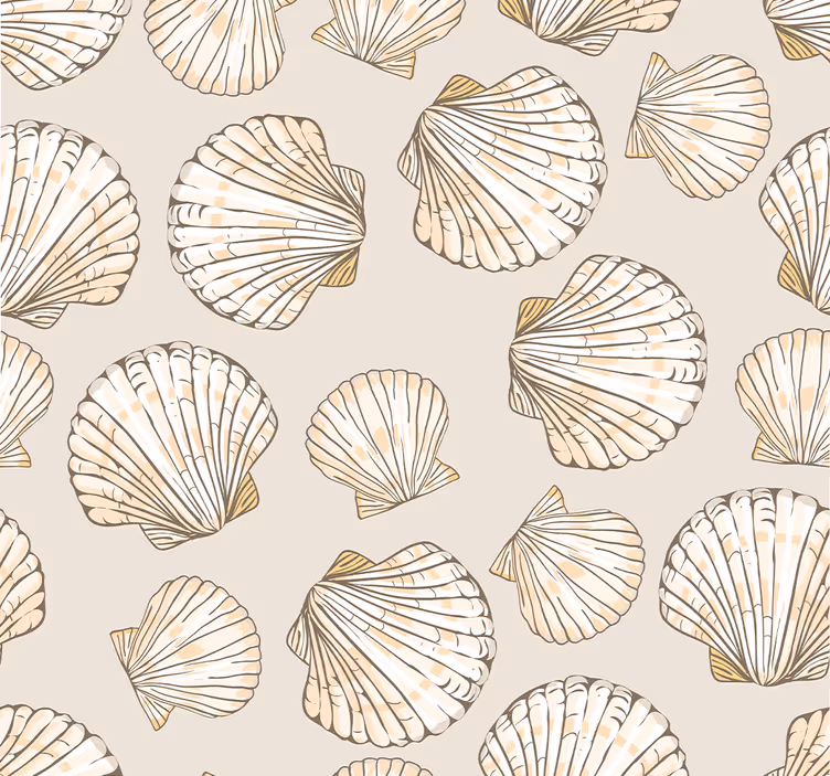 Carta da parati beige Conchiglie grandi e piccole - TenStickers