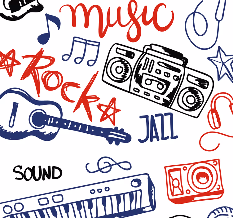 Carta da parati camera ragazzi Strumenti musicali - TenStickers
