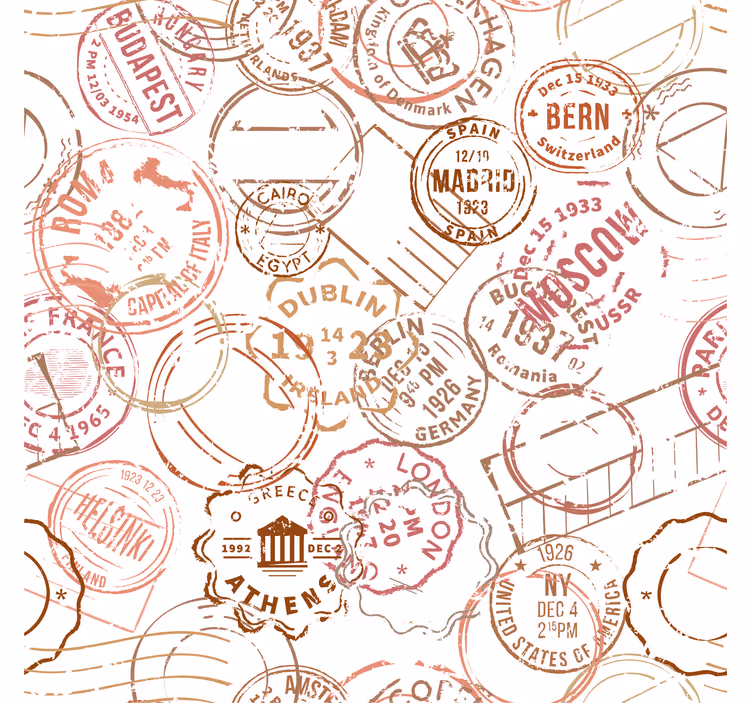 Carta da parati vintage texture Francobolli retrò - TenStickers