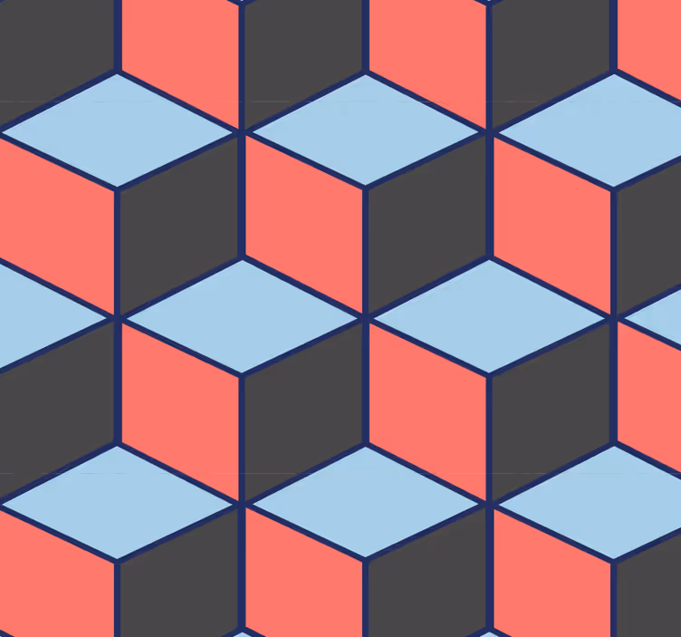Carta da parati geometrica illusione cubica - TenStickers