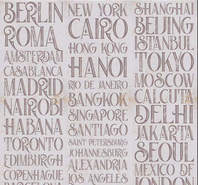 Carta da parati con scritte città nel mondo - TenStickers