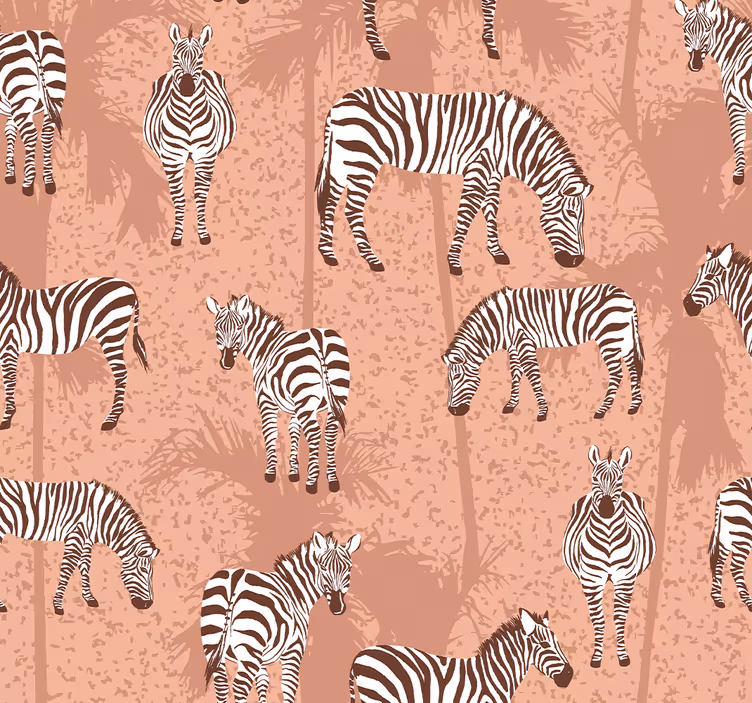Carta da parati zebra e palme marroni - TenStickers