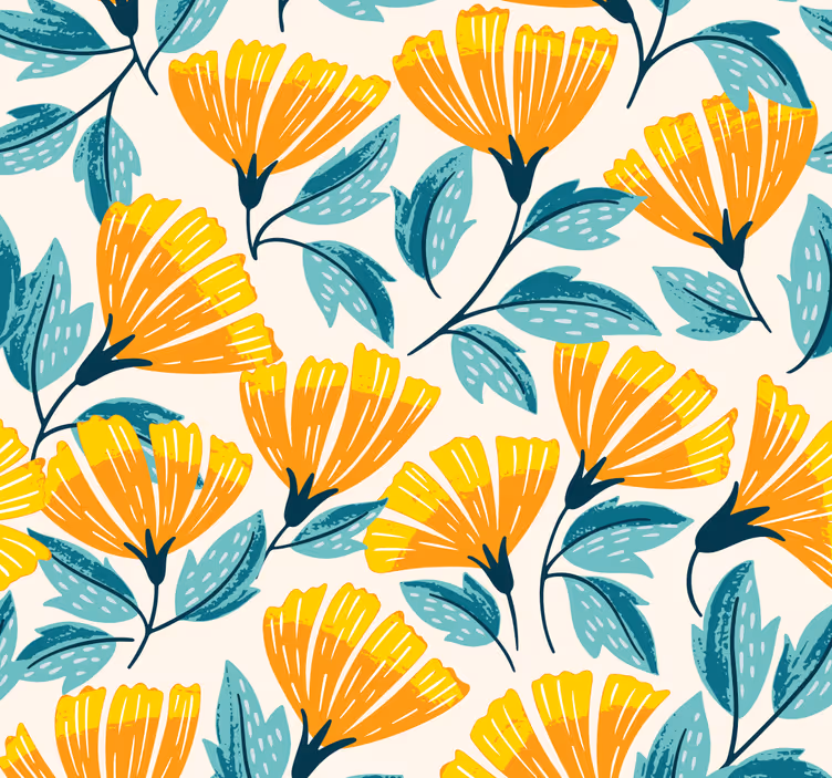 Carta da parati fiori Stanza fiori arancio - TenStickers