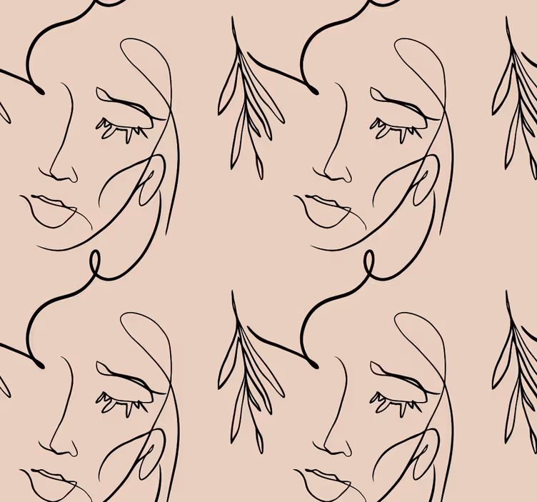 Carta da parati beige facce di linee astratte - TenStickers