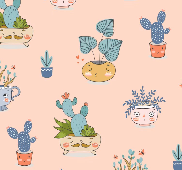 Carta da parati sala da pranzo vasi per piante animati - TenStickers