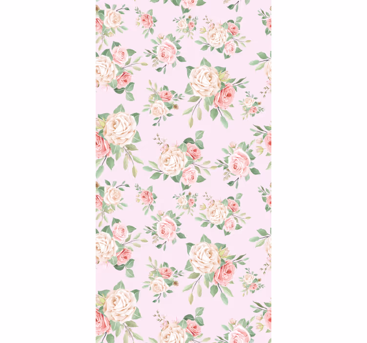Carta da parati con peonie su sfondo rosa - TenStickers