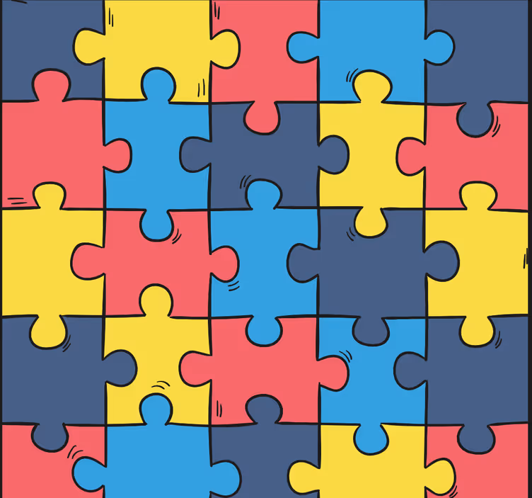 Carta da parati astratta puzzle arcobaleno - TenStickers