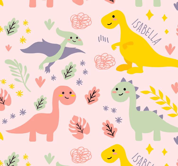 Carta da parati neonato tema giocoso dei dinosauri - TenStickers