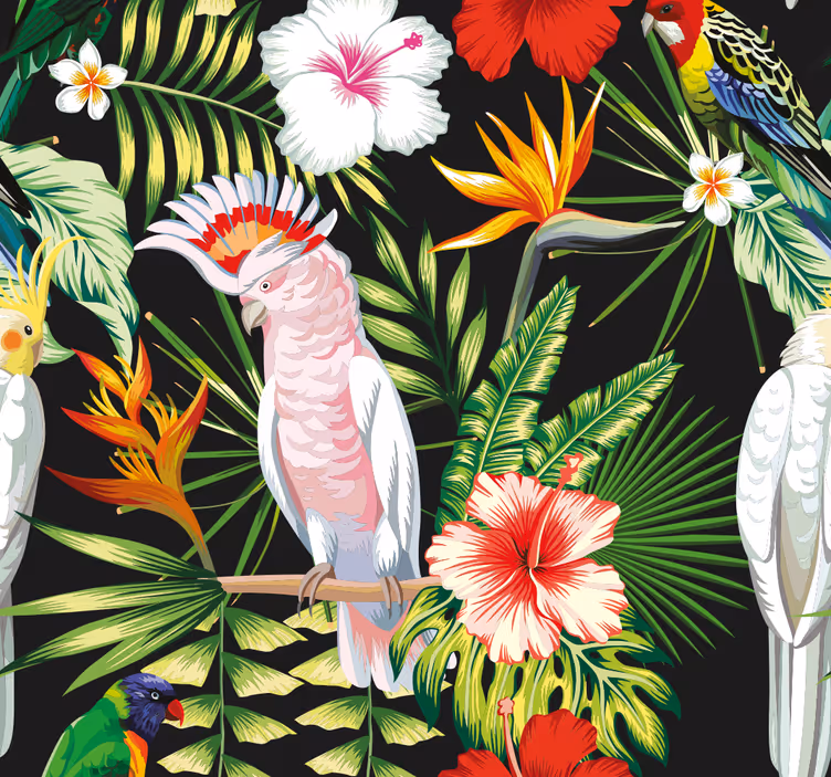 Carta da parati animali Pappagalli colori forti - TenStickers