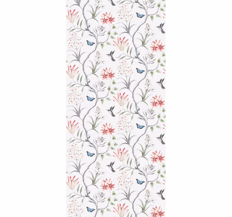 Carta da parati fiori motivo floreale di uccelli - TenStickers