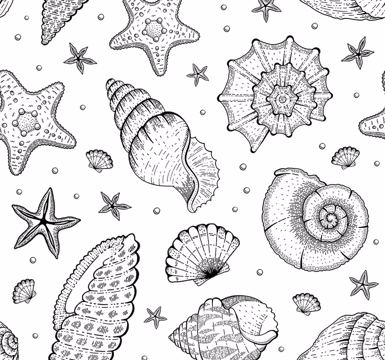 Carta da parati natura modelli di conchiglie di mare - TenStickers