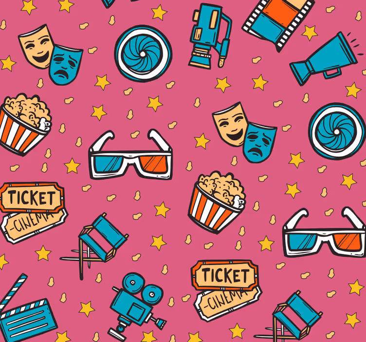 Carta da parati bambini cinema rosa - TenStickers