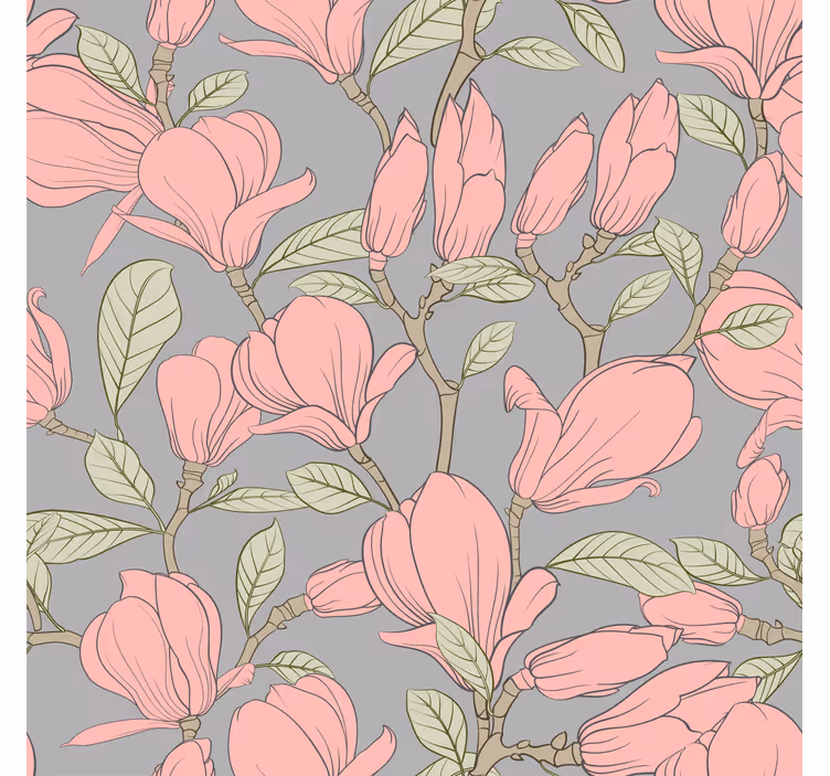 Carta da parati floreale magnolie floreali - TenStickers