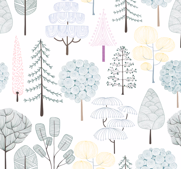 Carta da parati con diversi tipi di alberi - TenStickers