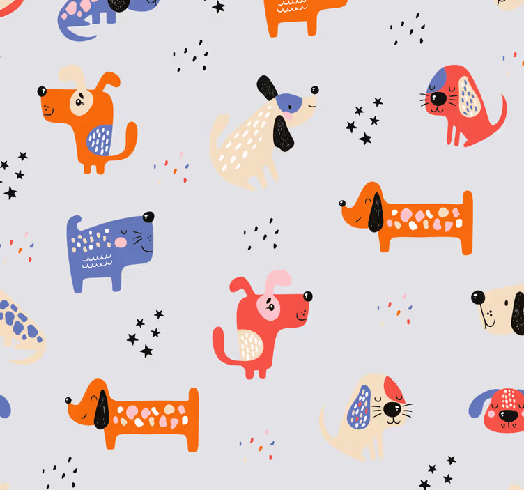 Carta da parati animali Cani illustrati - TenStickers