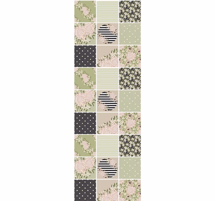 Carta da parati floreale design patchwork floreale - TenStickers