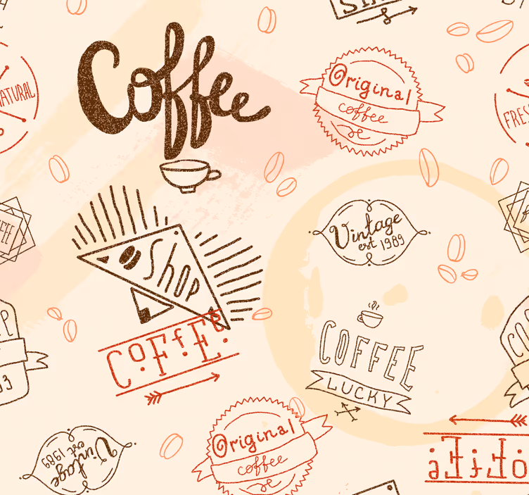 Carta da parati per sala da pranzo Icone di caffè - TenStickers