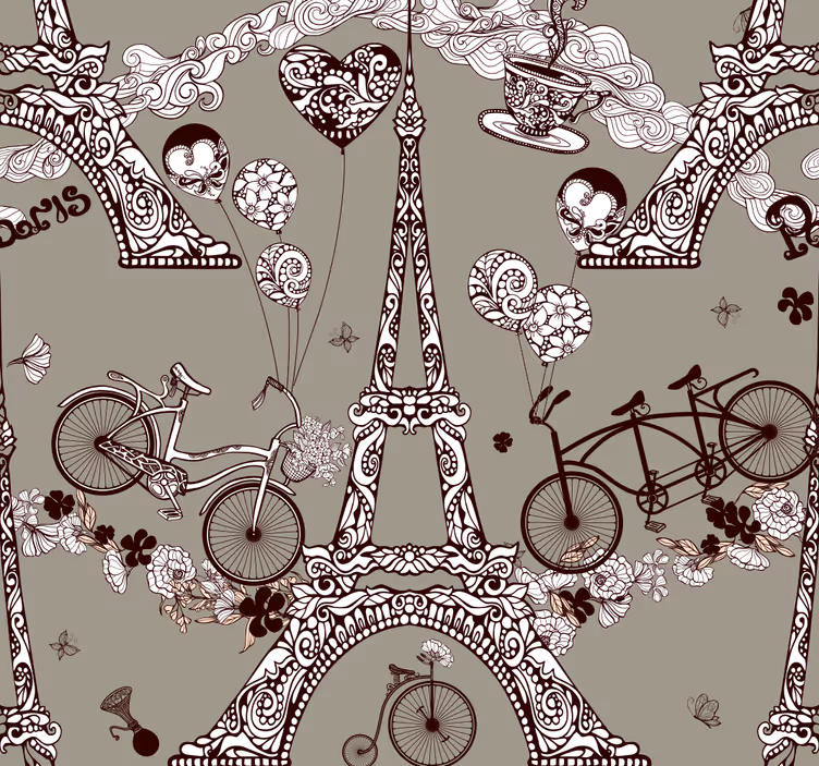 Carta da parati città vignette parigine - TenStickers