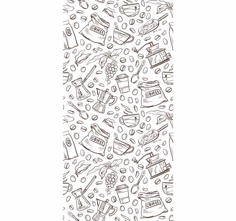 carta da parati cucina insieme di motivi di caffè - TenStickers