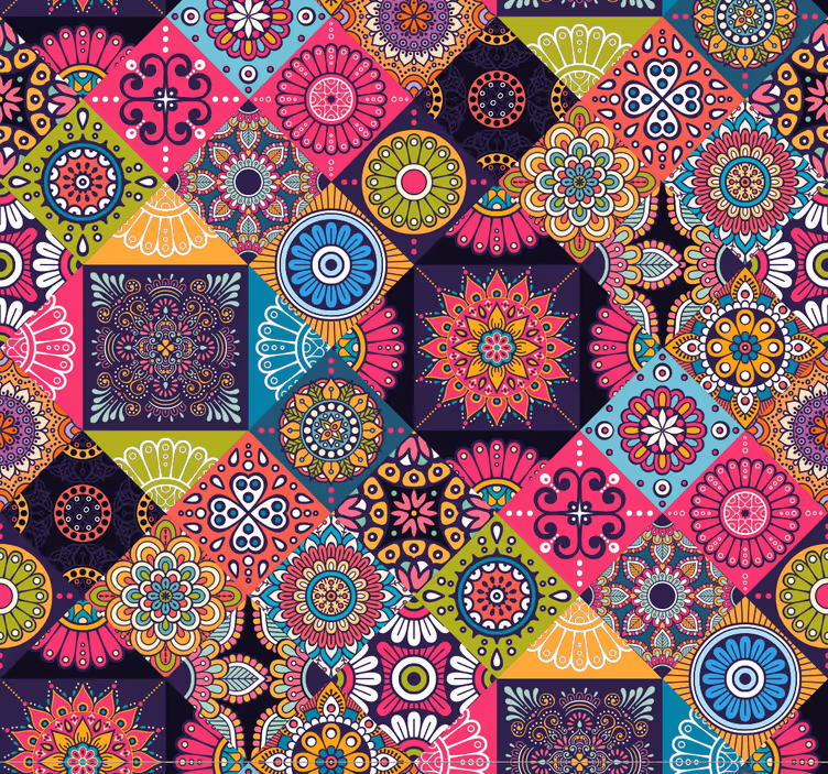 Carta da parati per piastrelle mandala scure - TenStickers