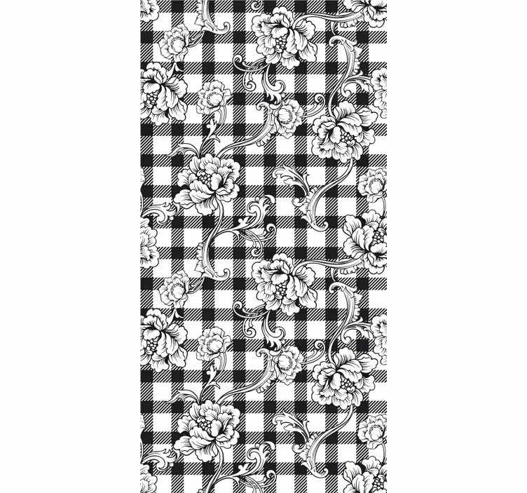 Carta da parati floreale scacchiera floreale - TenStickers