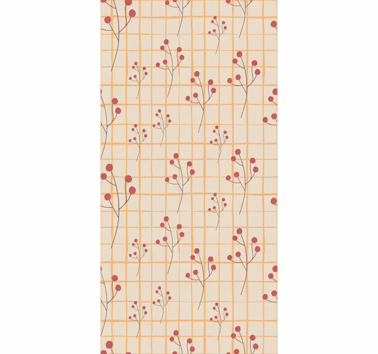 Carta da parati floreale modello di ramo di bacca - TenStickers