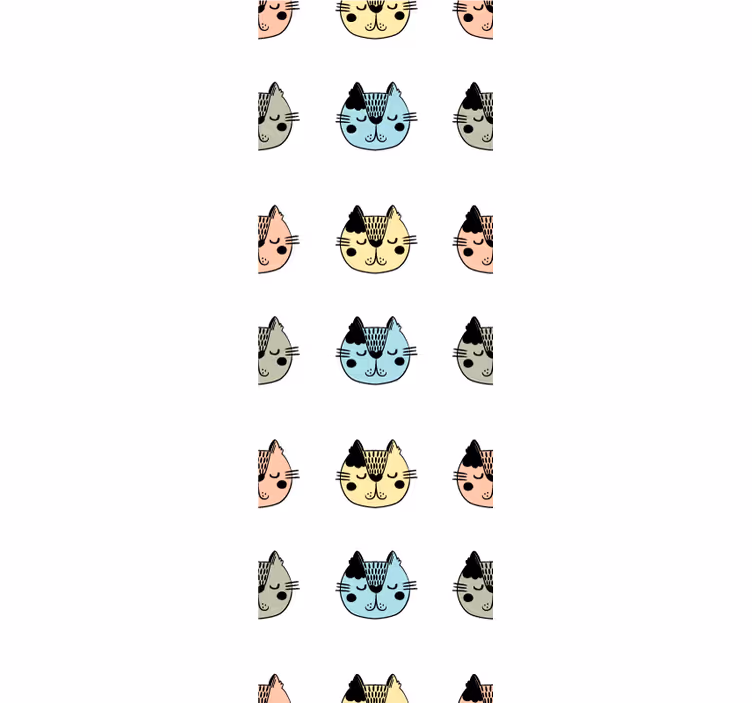 Carta da parati gatti facce feline dei cartoni animati - TenStickers