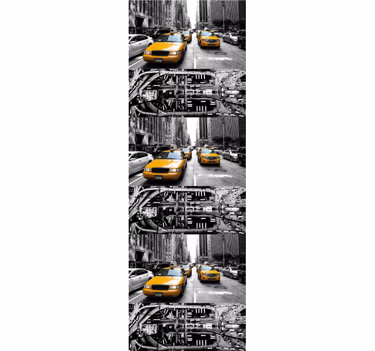 Carta da parati città scena di taxi urbano - TenStickers