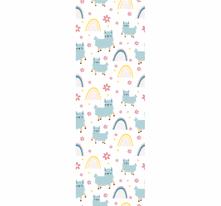 Carta da parati neonato motivo arcobaleno alpaca - TenStickers