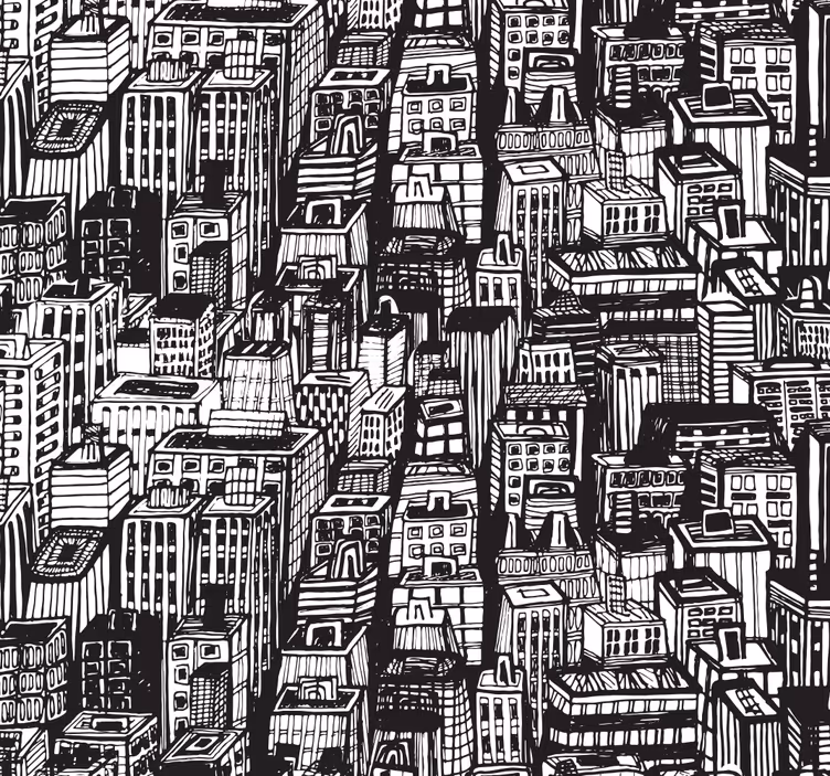 Carta da parati città caos dello schizzo urbano - TenStickers