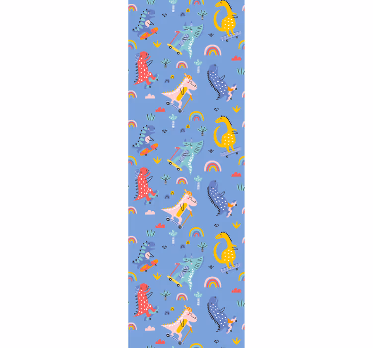 Carta da parati Dinosauri dinosauri pattinatori - TenStickers