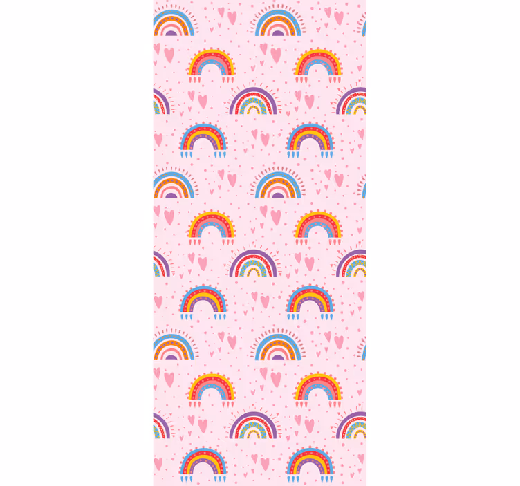 Carta da parati cameretta modelli di cuori arcobaleno - TenStickers