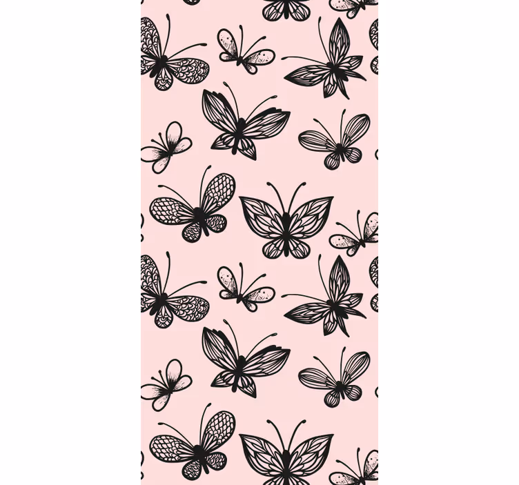 Carta da parati farfalle modello nero e rosa - TenStickers