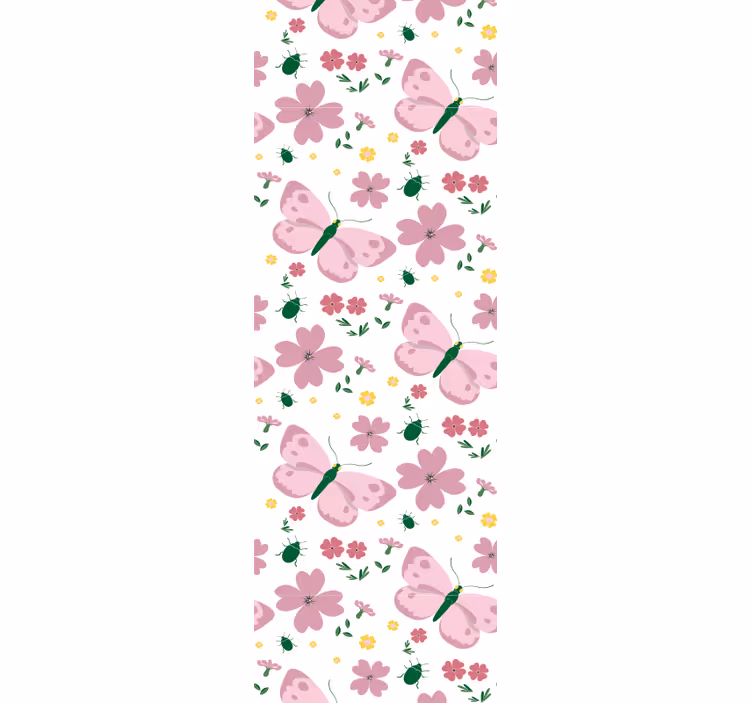 Carta da parati farfalle fiori rosa - TenStickers