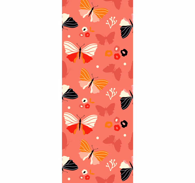 Carta da parati farfalle modello colorato rosso - TenStickers