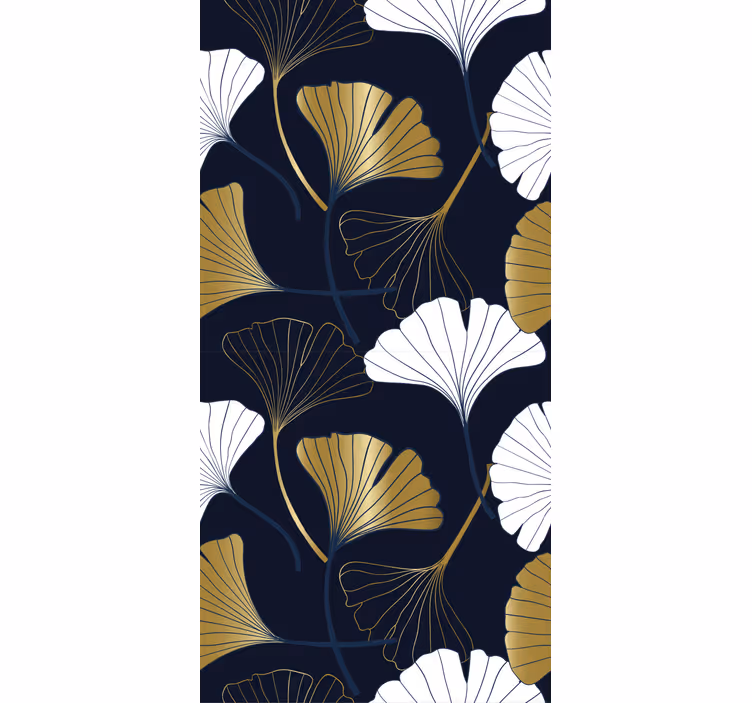 Carta da parati floreale composizione delle foglie di ginkgo - TenStickers