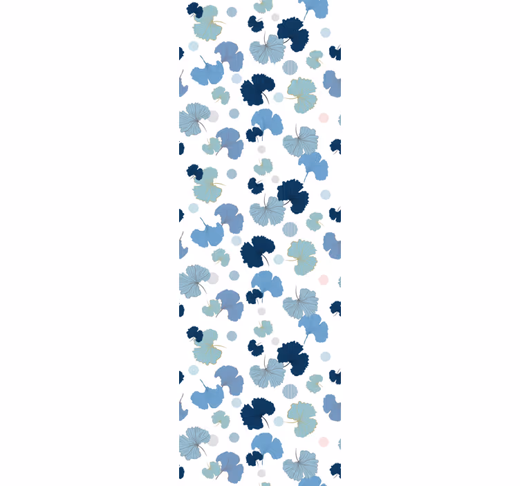 Carta da parati foglie modello di sfumature blu - TenStickers