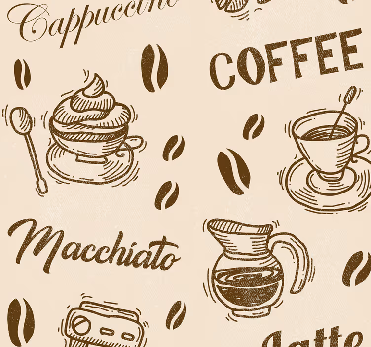 Carta da parati con scritte Modelli di nomi di caffè 3d - TenStickers
