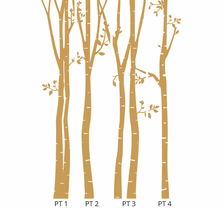 Carta da parati alberi sagome dorate stilizzate - TenStickers