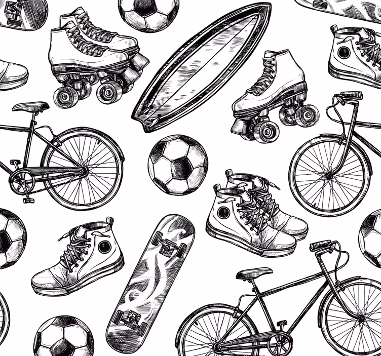 Carta da parati con articoli sportivi - TenStickers