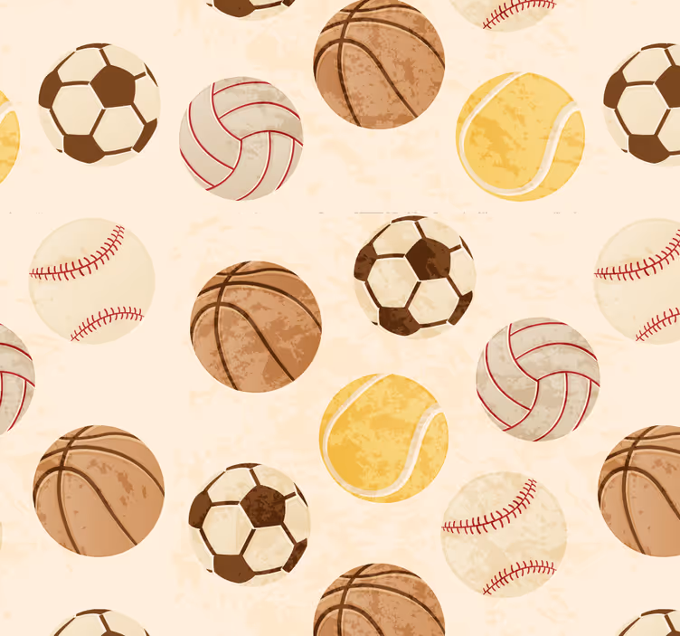 Carta da parati ragazzi con palloni stile vintage - TenStickers