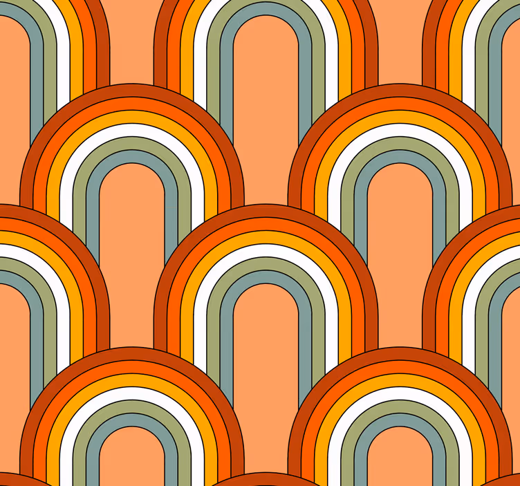 Carta da parati soggiorno arcobaleno anni '70 - TenStickers
