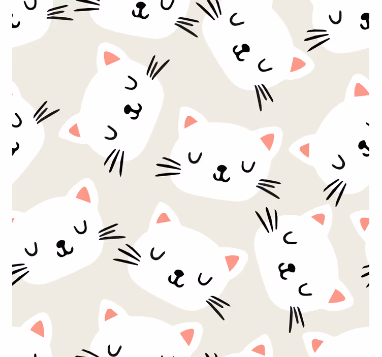 Carta da parati bambini faccia di gatto bianco - TenStickers