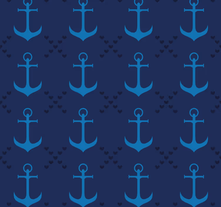 Carta da parati soggiorno ancore blu navy - TenStickers